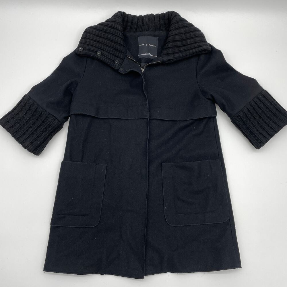 PRINGLE 1815 Scotland Wool Blend 3/4 Sleeve Knit Collar Zip-Up Coat Womens 4